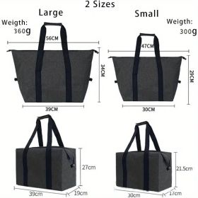 Extra Large Insulated Grocery Bag – Foldable & Reusable 5.28 Gallon Cooler Tote for Market Trips (Color: Black)