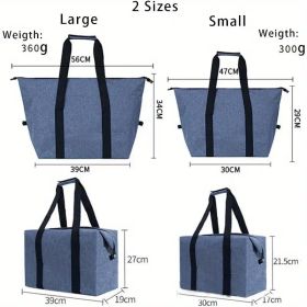 Extra Large Insulated Grocery Bag – Foldable & Reusable 5.28 Gallon Cooler Tote for Market Trips (Color: Blue)