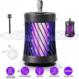 Rechargeable Mosquito Killer Lamp Bug Zapper with Night Light Strap Mosquito Catcher with Max 10594 Cubic Feet Range UV Light for Indoor Outdoor (Color: Dark Grey)