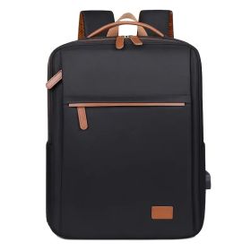 Backpack Oxford Cloth Business Computer Bag With Large Capacity, Strong And Wearable Student School Bag, Solid Color And Versatile Travel Backpack (Color: Black)